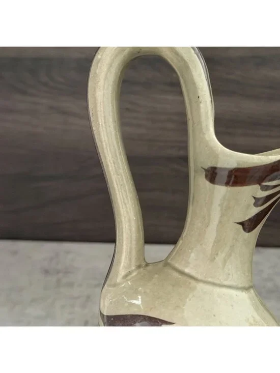 Vintage Tonala Mexico Hand Painted Yellow Bird Handled Ewer Pitcher Ceramic 12" - Picture 11 of 12